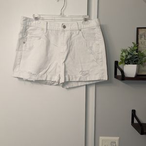White Boyfriend Midi Jean Shorts